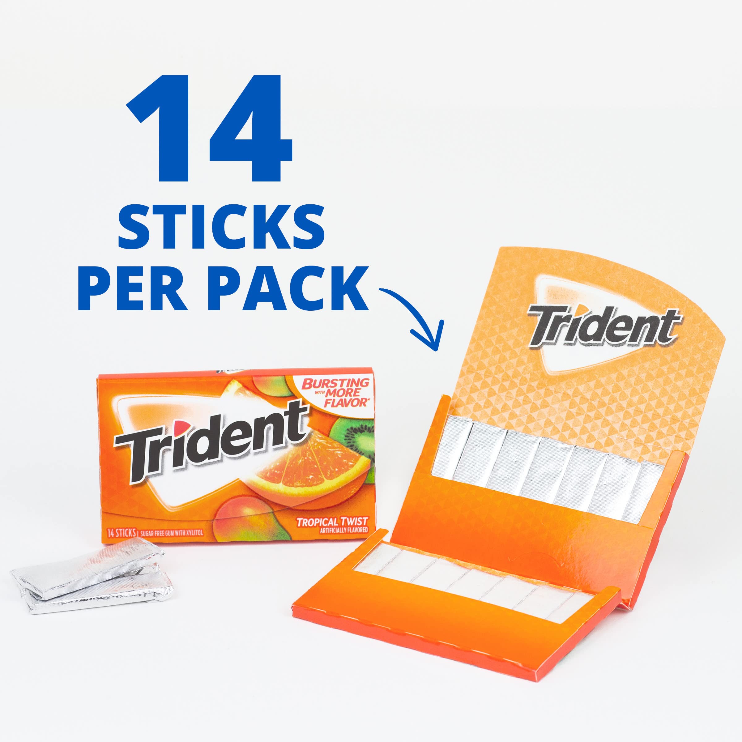 Trident Tropical Twist gum fruity tropical flavor close-up