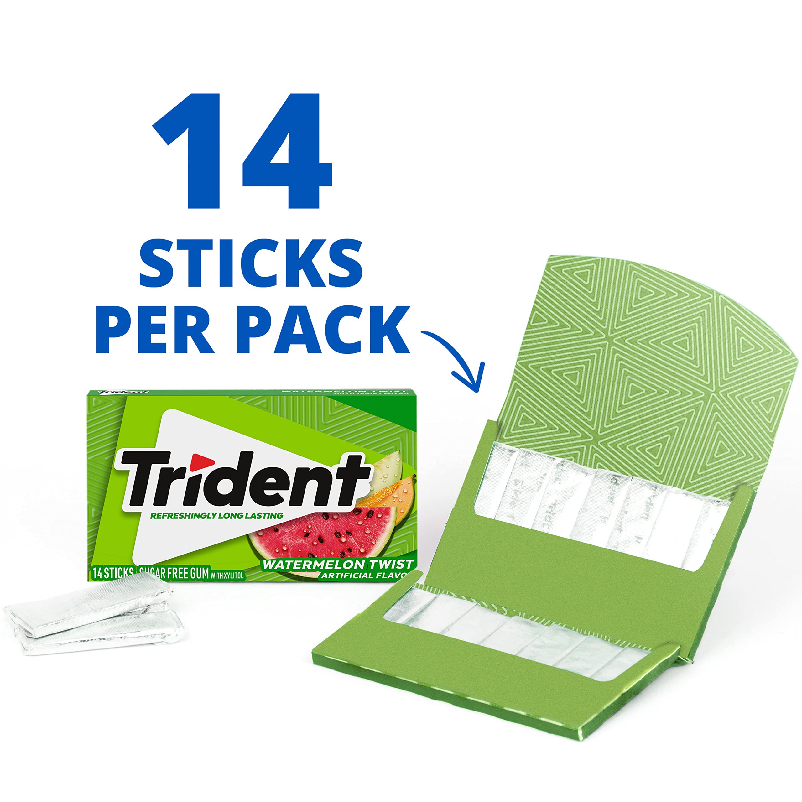 Trident Tropical Twist gum pieces close-up highlighting tropical taste.