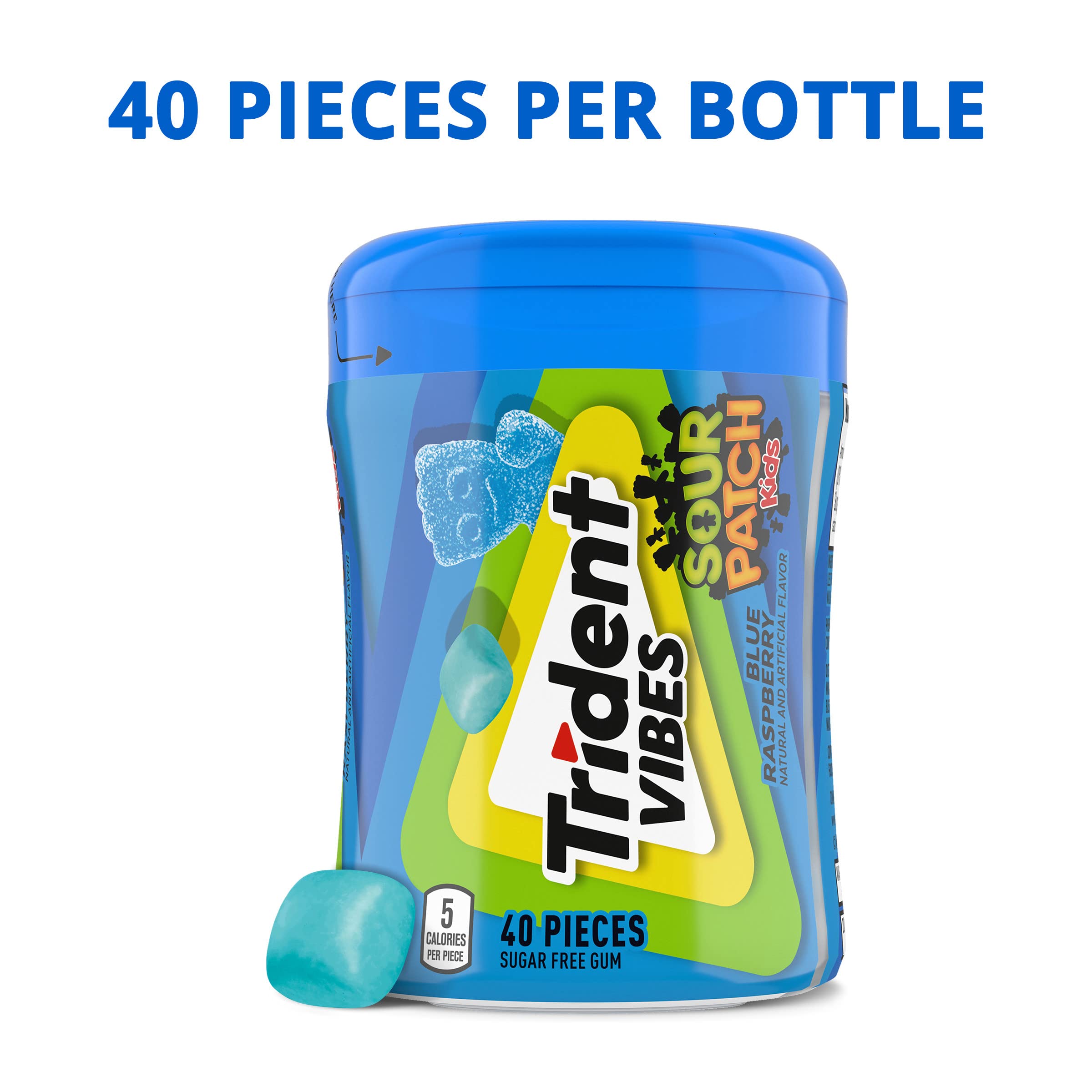 Trident Vibes Blue Raspberry gum pieces stacked to show quantity.
