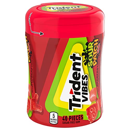 Trident Vibes Redberry gum piece showcasing sugar-free option.