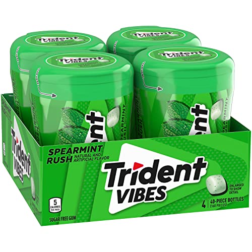 Bulk collection of Trident Vibes Spearmint Rush for sharing at work.