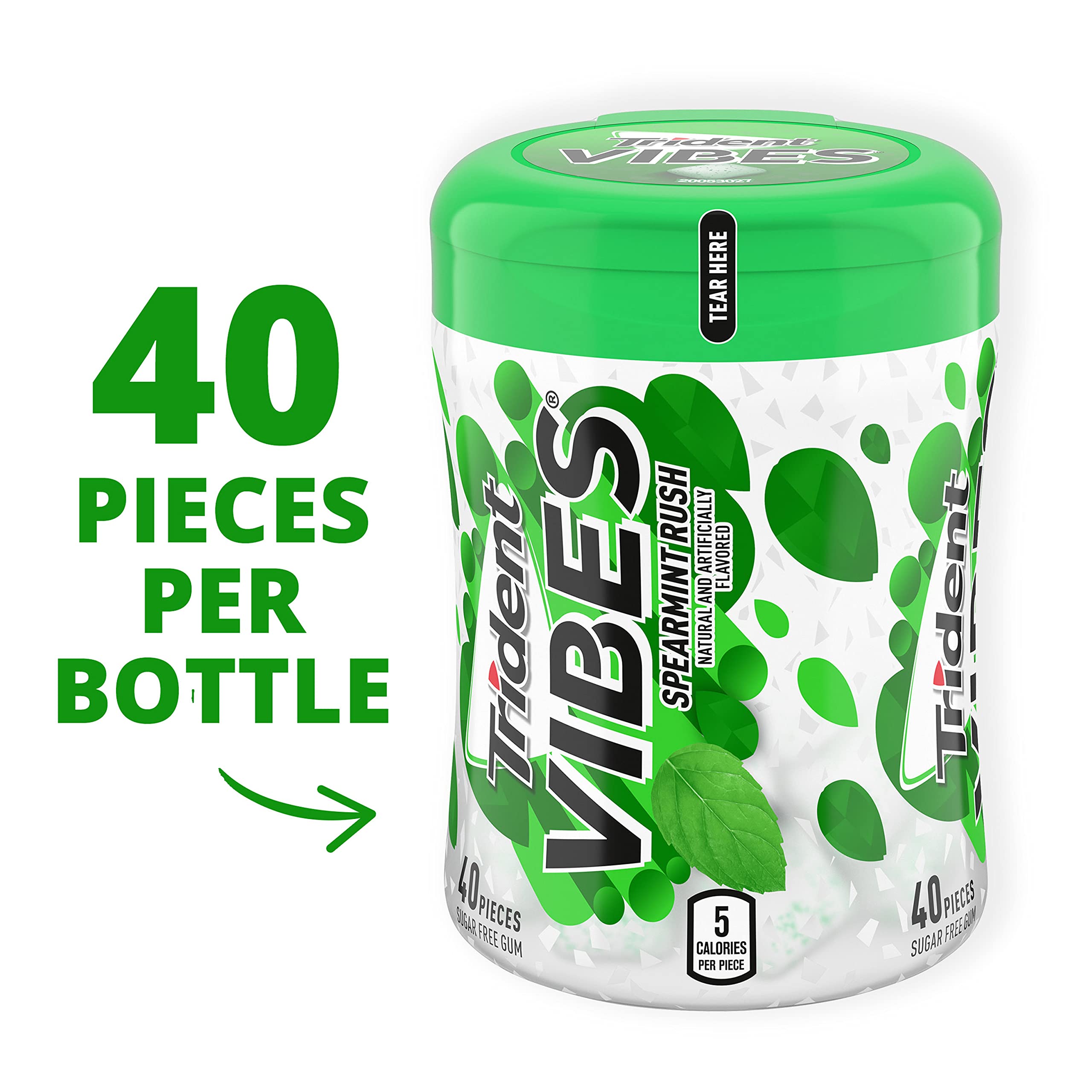 Trident Vibes Spearmint Rush gum with crunchy candy shell texture.