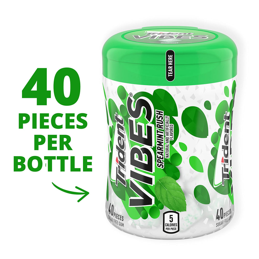 Trident Vibes Spearmint Rush gum with crunchy candy shell texture.