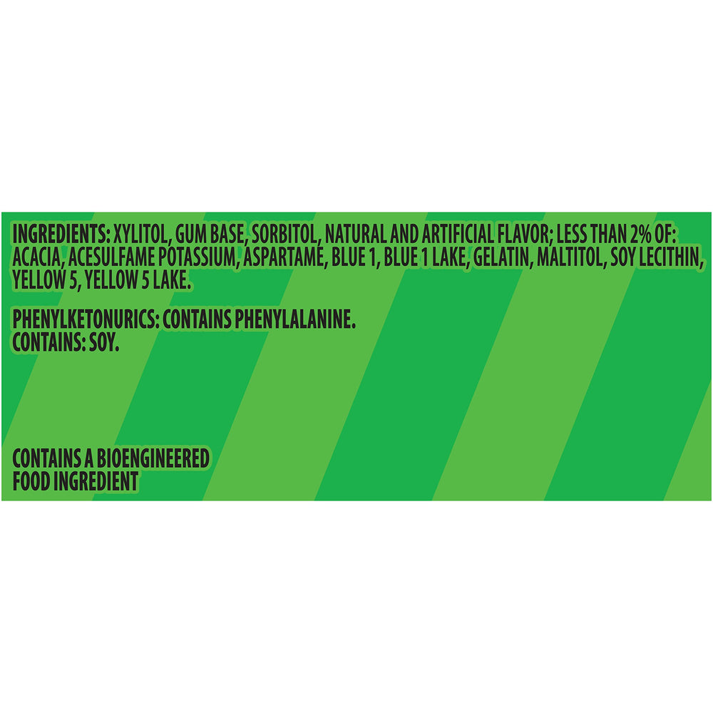 Close-up of a Trident Vibes Spearmint Rush gum square with candy shell.