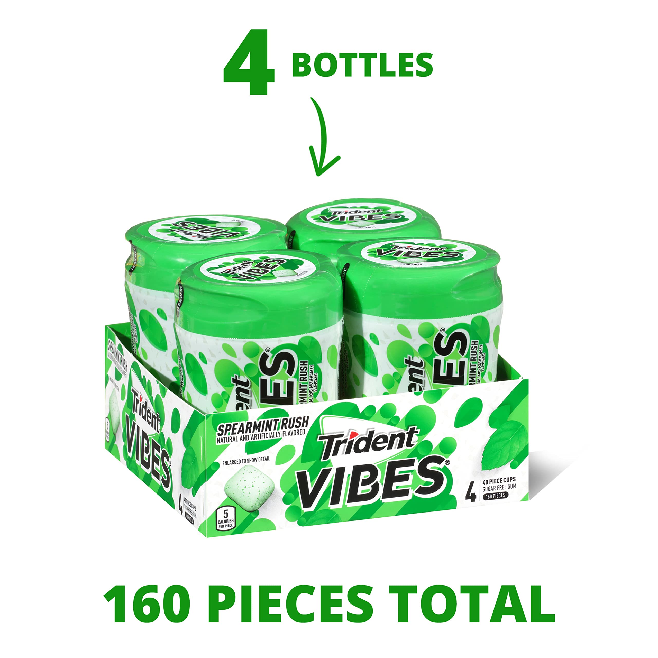 Packaging photo of Trident Vibes Spearmint Rush four-bottle set.