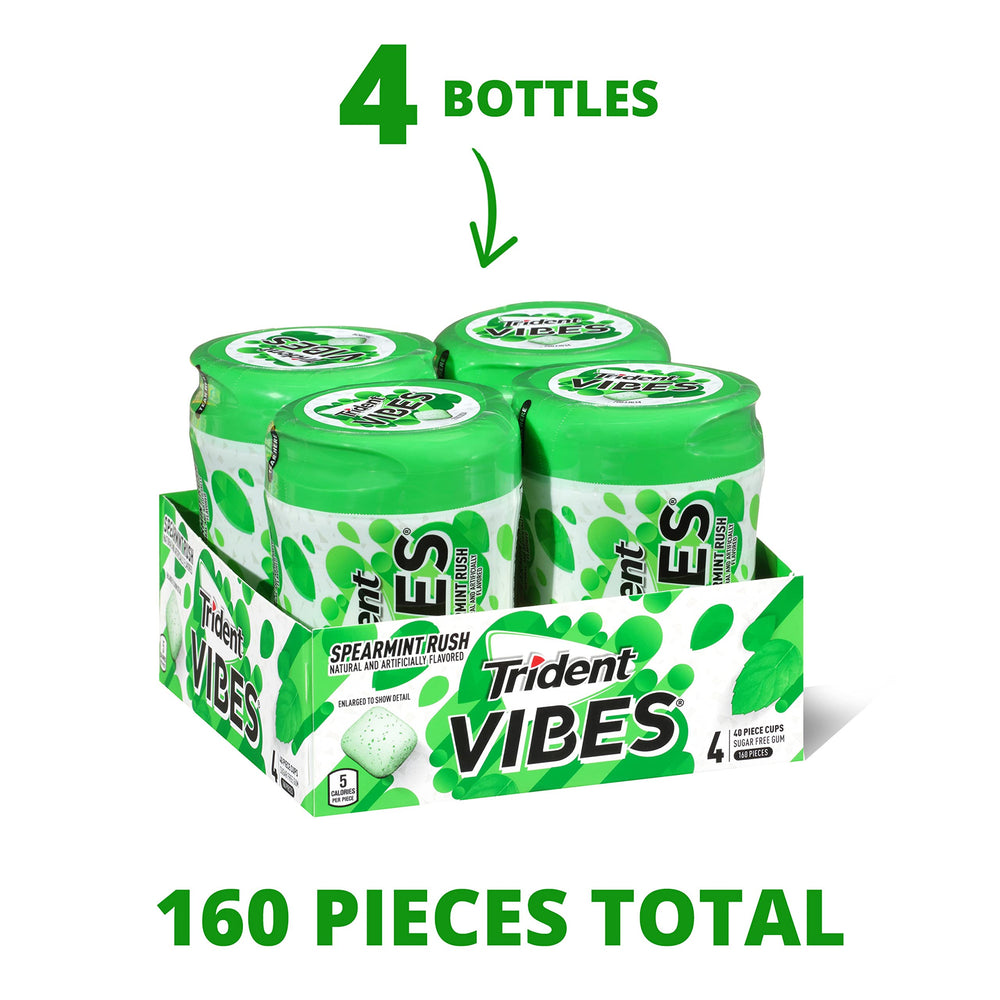Packaging photo of Trident Vibes Spearmint Rush four-bottle set.