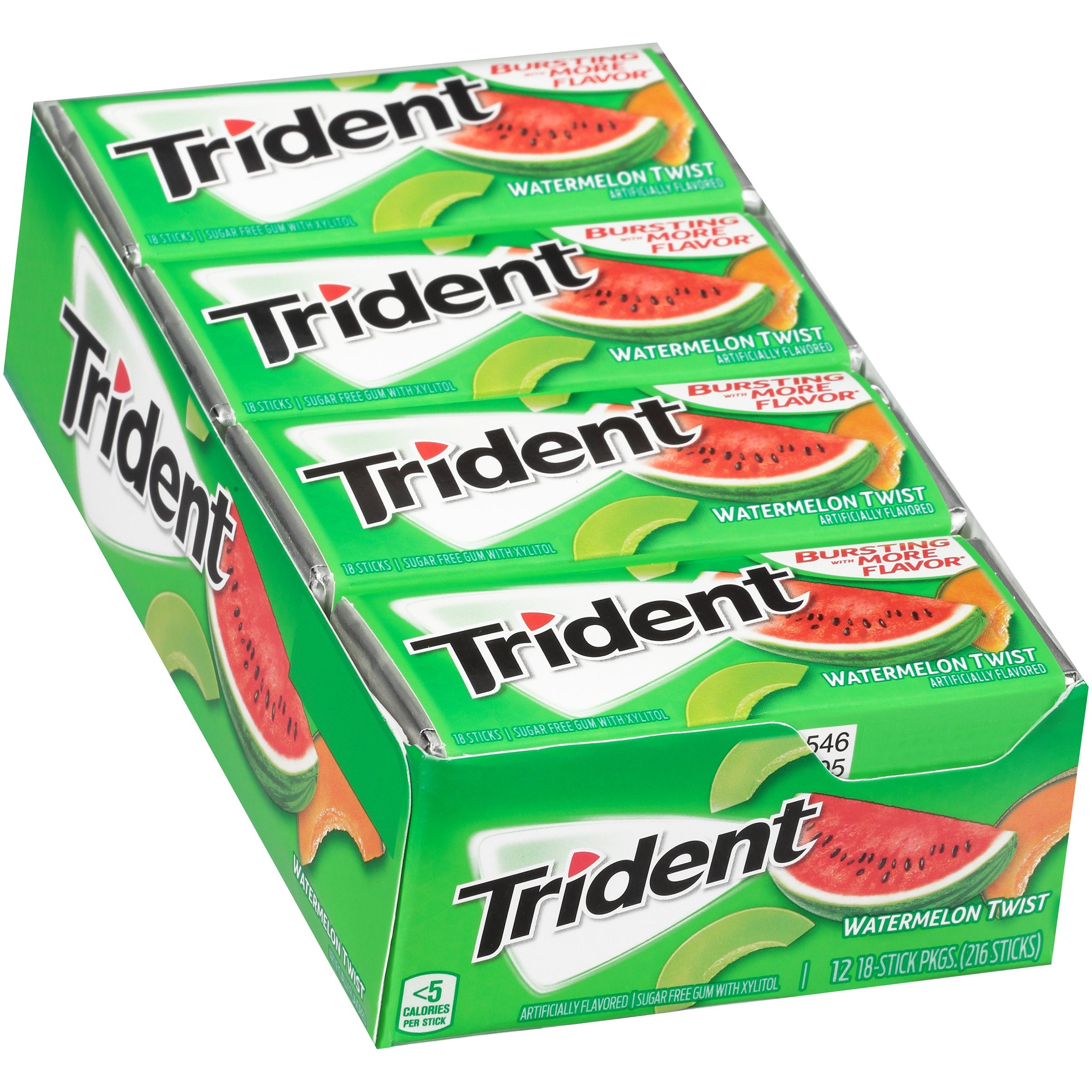 Trident Watermelon Twist gum pack front view showing fresh flavor promise