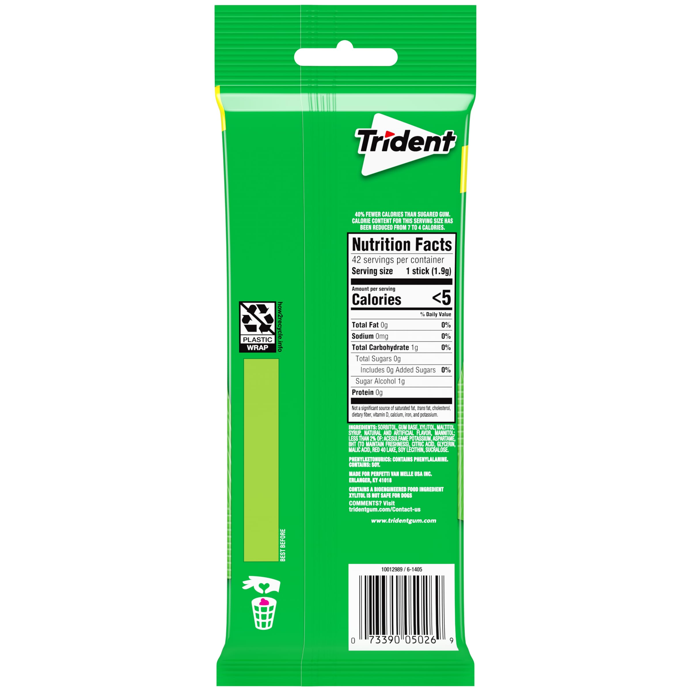 Trident Watermelon Twist pack back with flavor details
