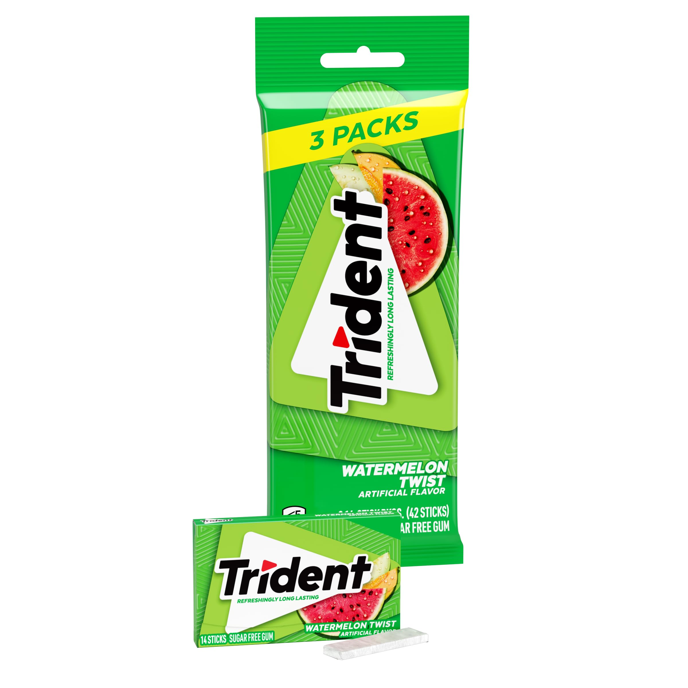 Trident Watermelon Twist gum pack front, ready for fresh breath on the go