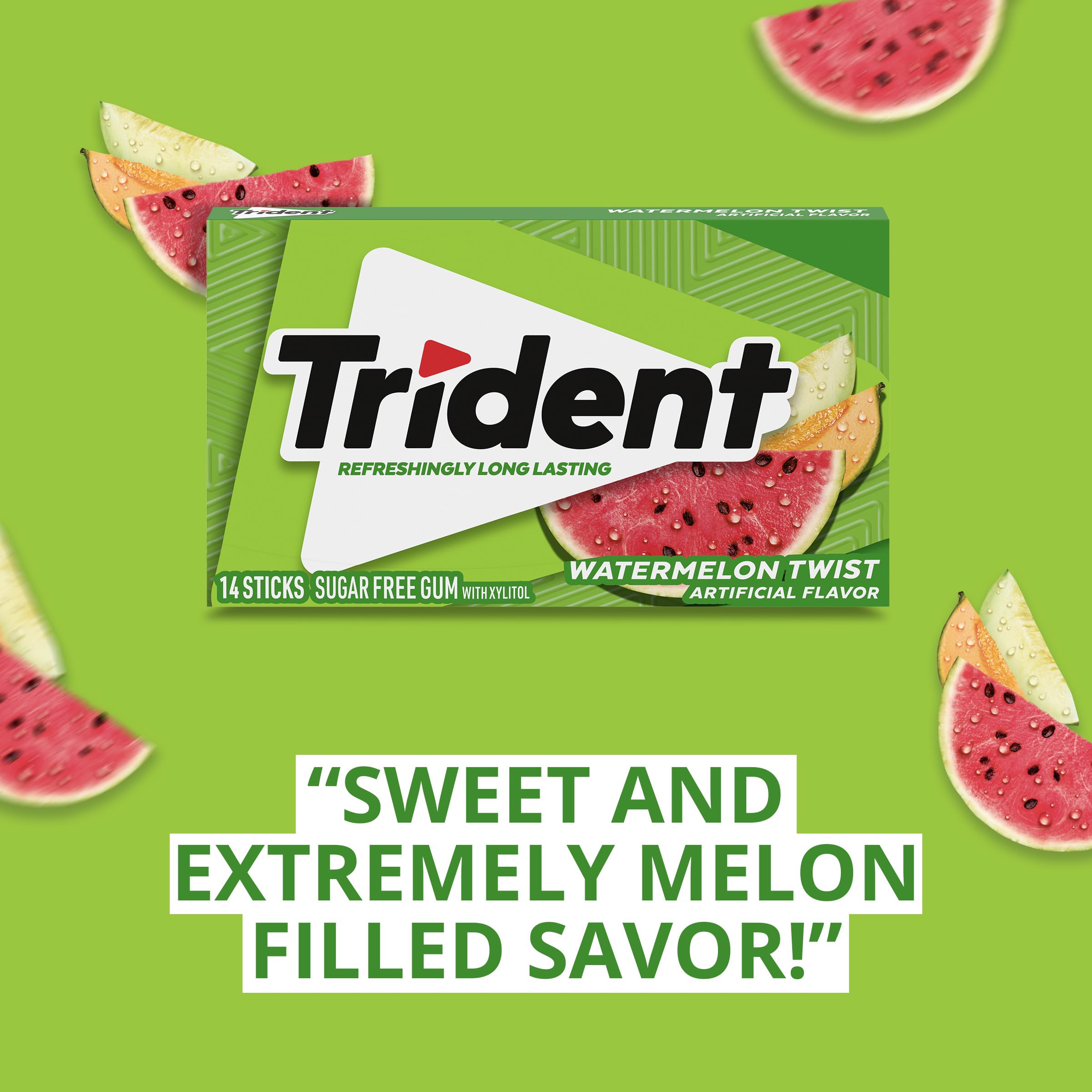 Trident Watermelon Twist pack inside a bag for on-the-go freshness