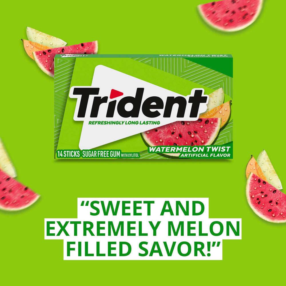 Trident Watermelon Twist pack inside a bag for on-the-go freshness