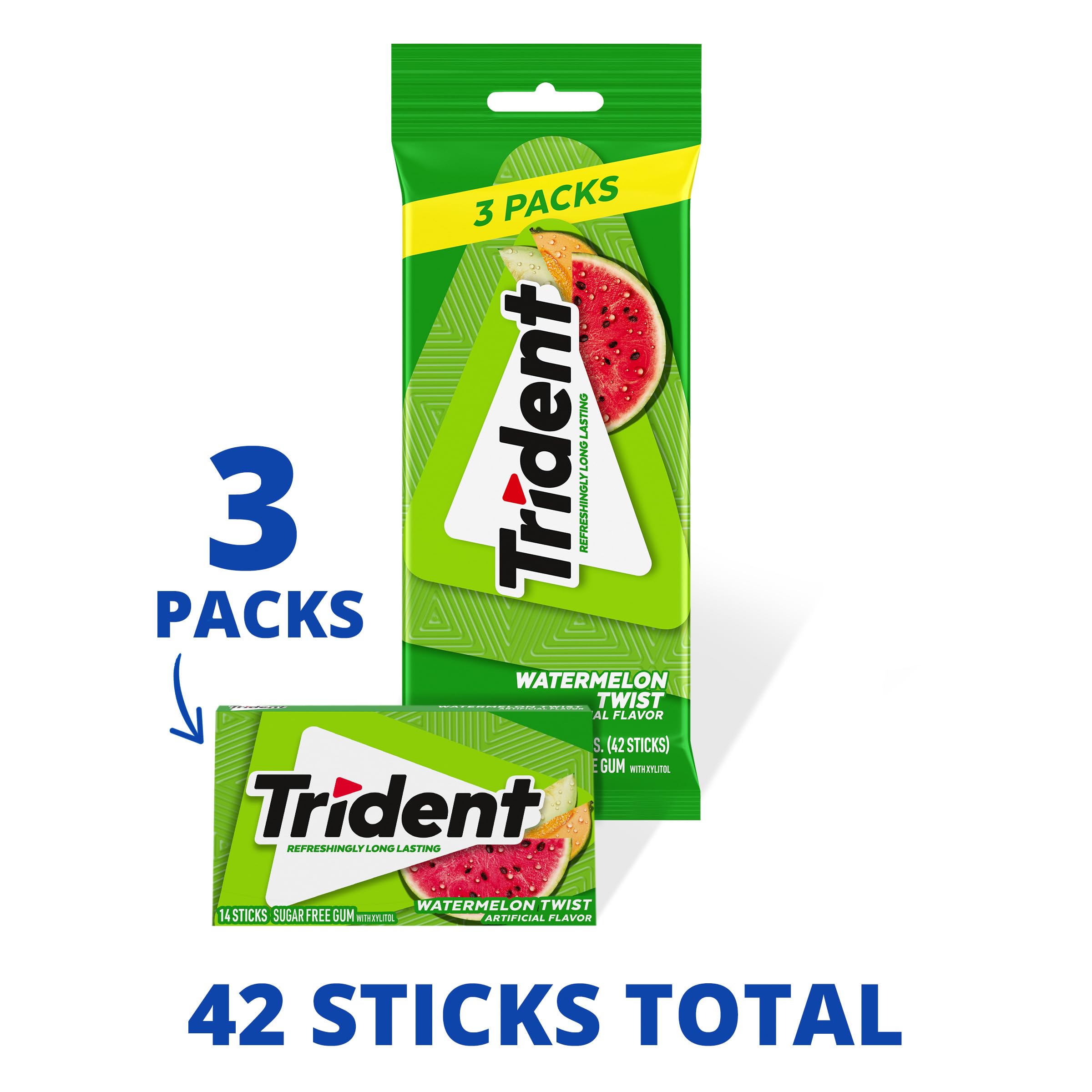 Trident Watermelon Twist pieces exposed inside the gum pack