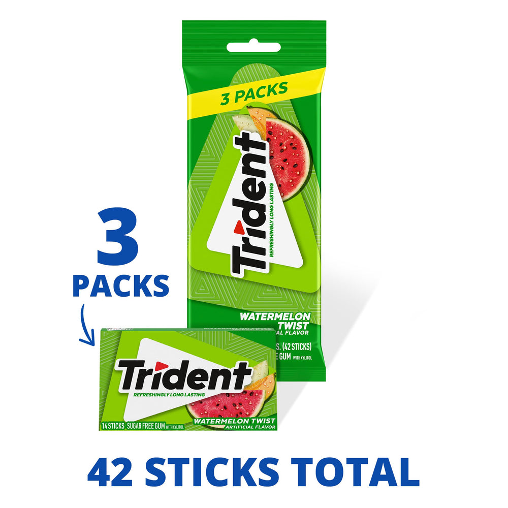 Trident Watermelon Twist pieces exposed inside the gum pack
