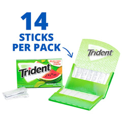 Trident Watermelon Twist gum stick close-up shows fruity texture.