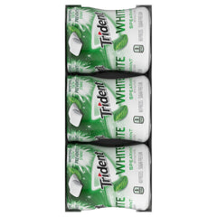 Trident White Spearmint gum bottle side showing six-bottle bulk convenience.