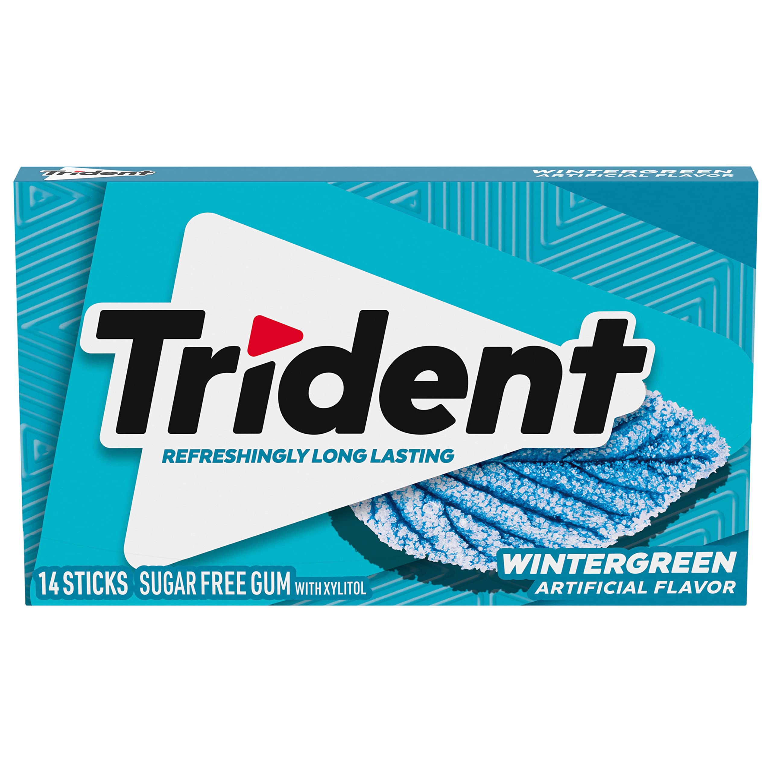 Twelve-pack display by Trident Wintergreen Sugar Free Gum emphasizes bulk value.