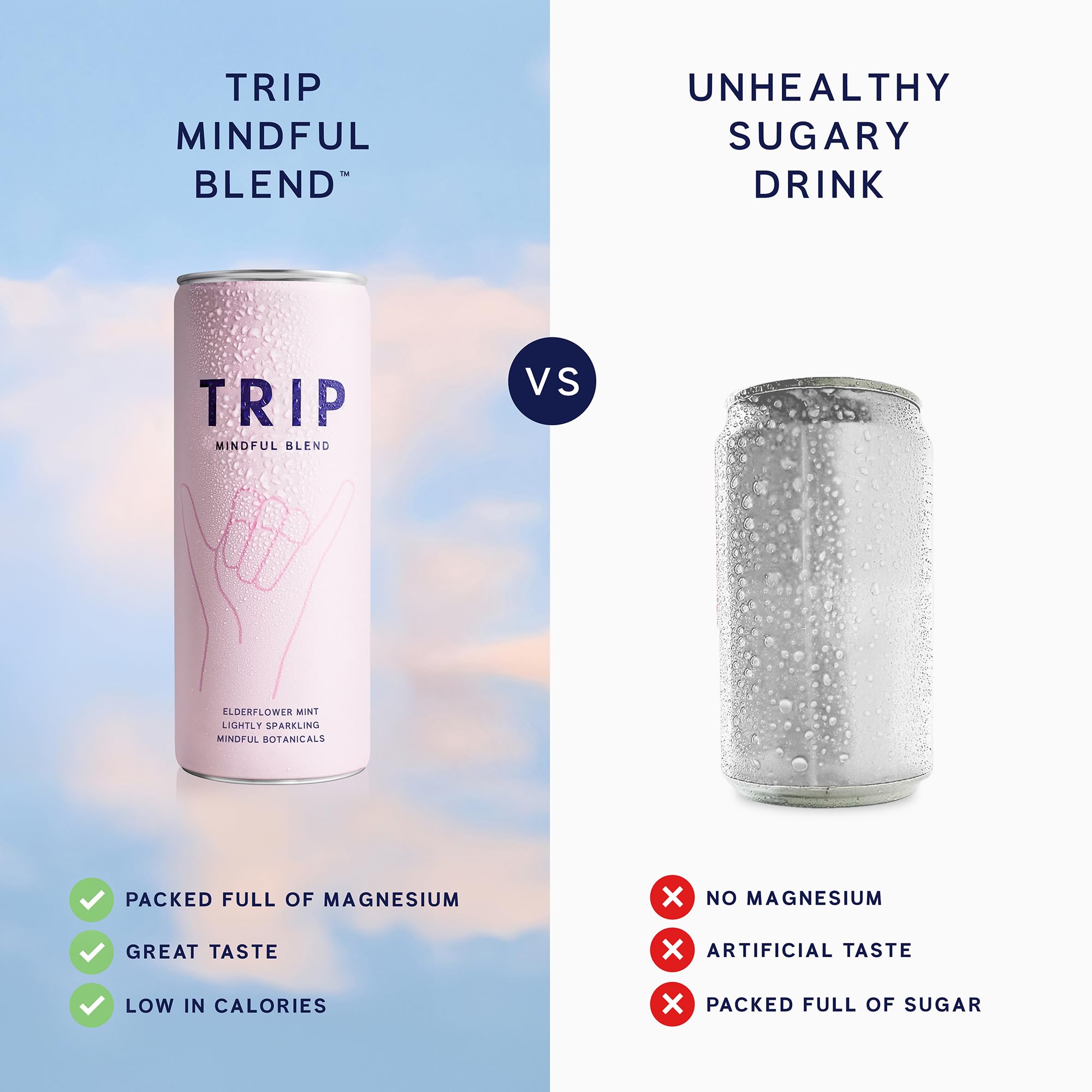 TRIP Lightly Sparkling Elderflower Mint can evokes botanicals and balanced sweetness.