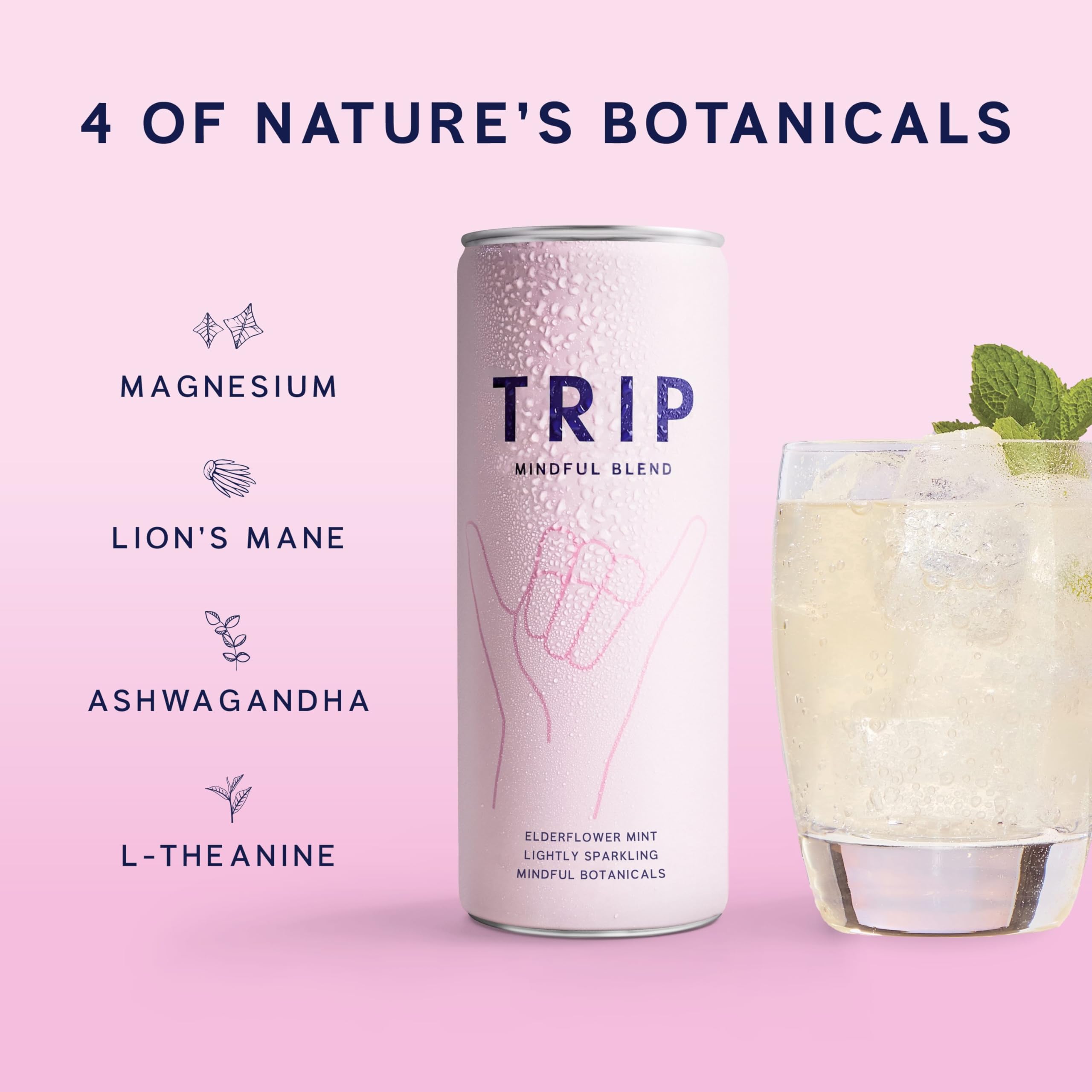TRIP Lightly Sparkling bottle Raspberry Blossom presents a vibrant, sugar-free mocktail option.