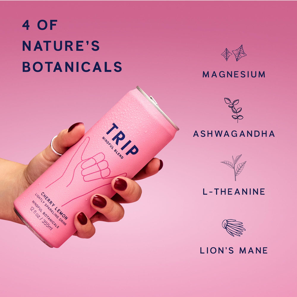 TRIP Lightly Sparkling can close-up highlights 25 calories and zero added sugar