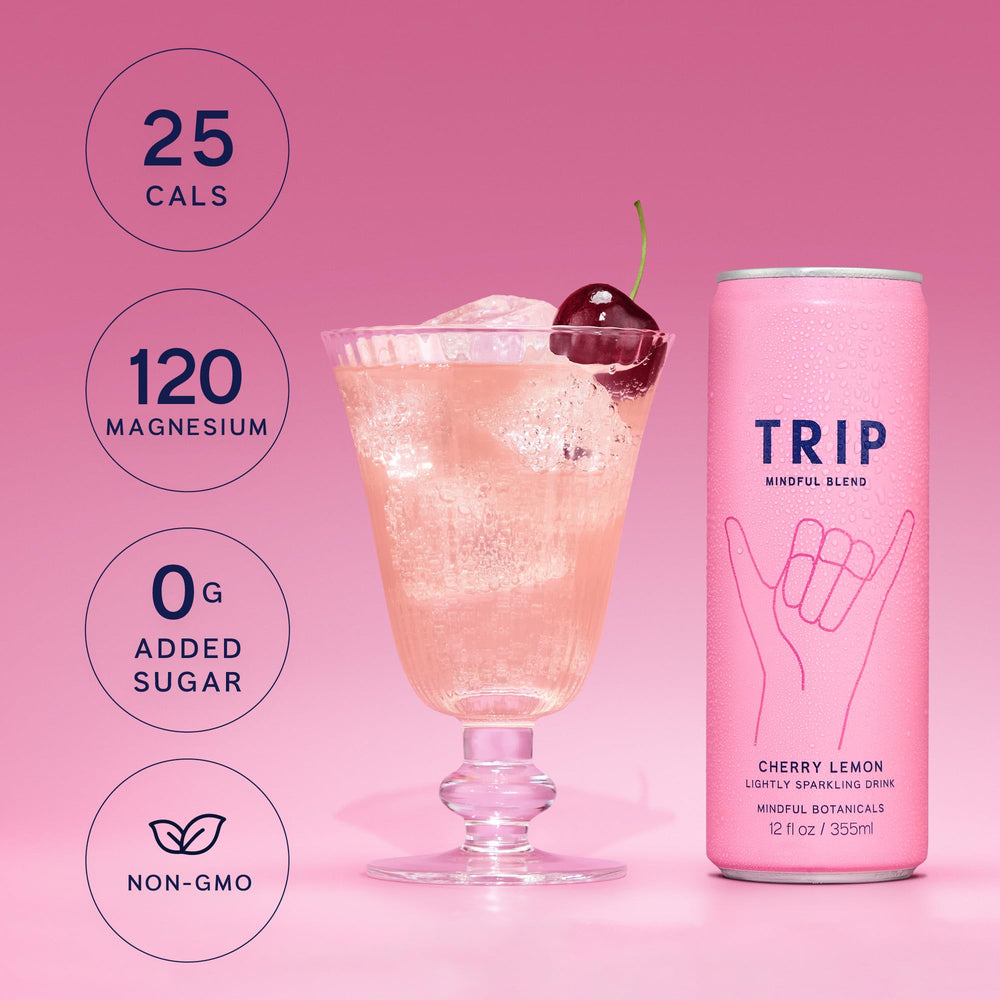 TRIP Lightly Sparkling mixer setup, perfect for mocktails and social sips