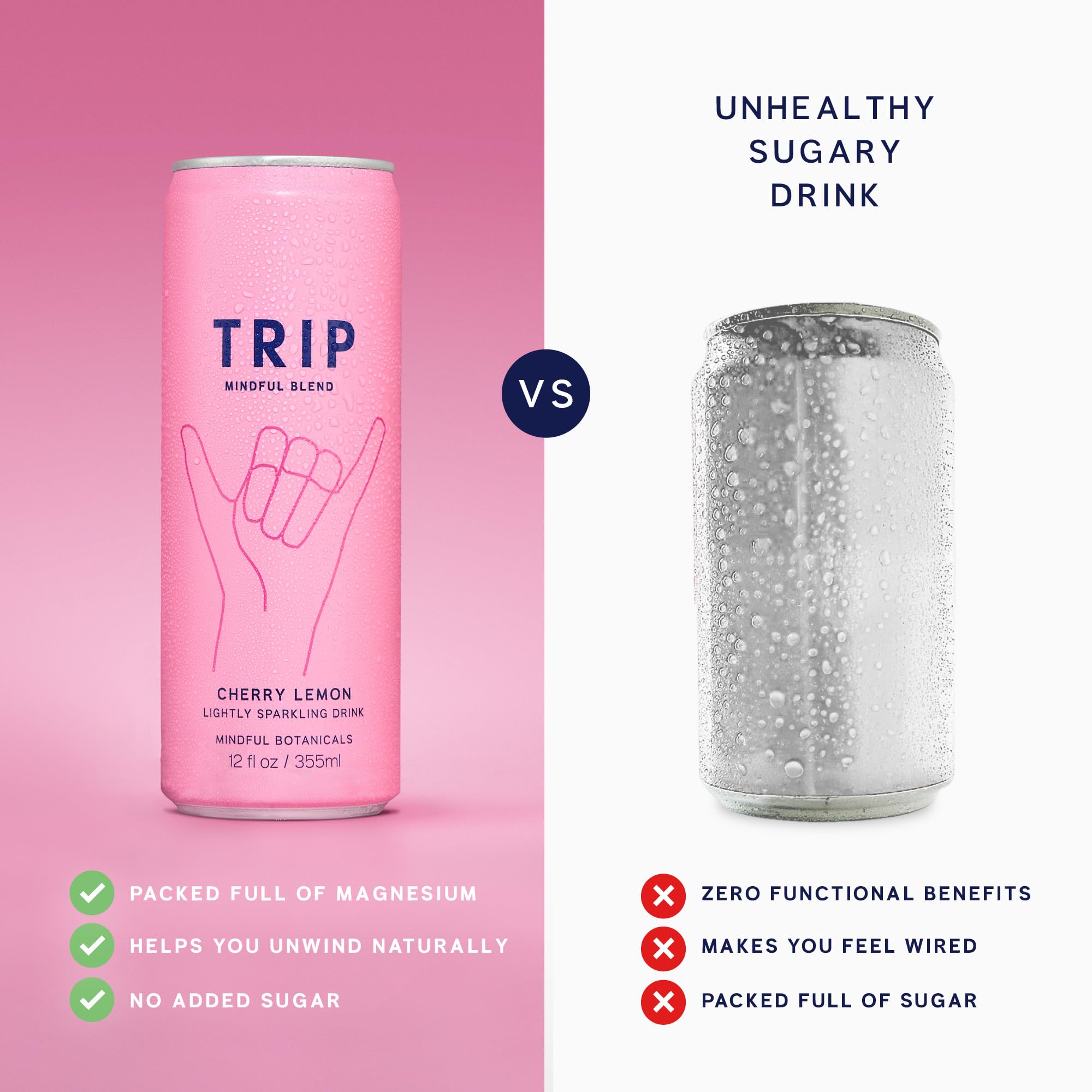 TRIP Lightly Sparkling 12-pack display on shelf ready for sharing