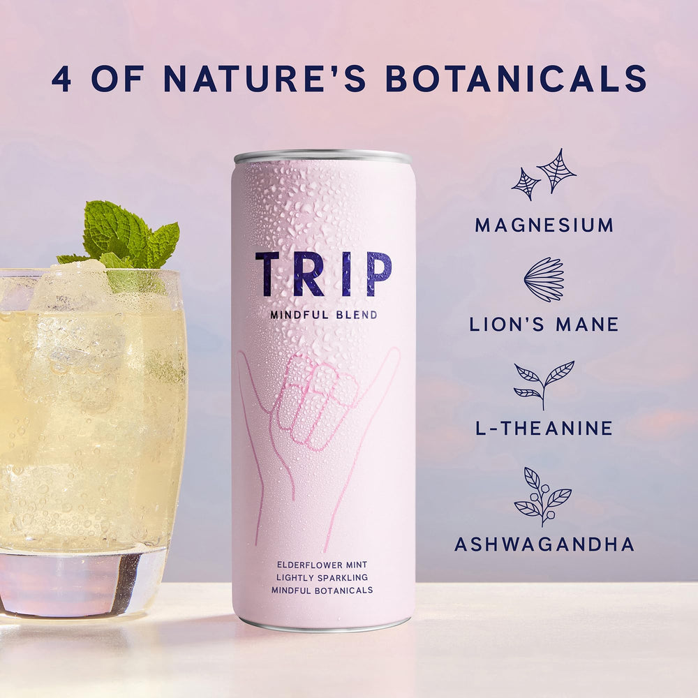 TRIP Lightly Sparkling pour into a glass for a refreshing alcohol-free moment.