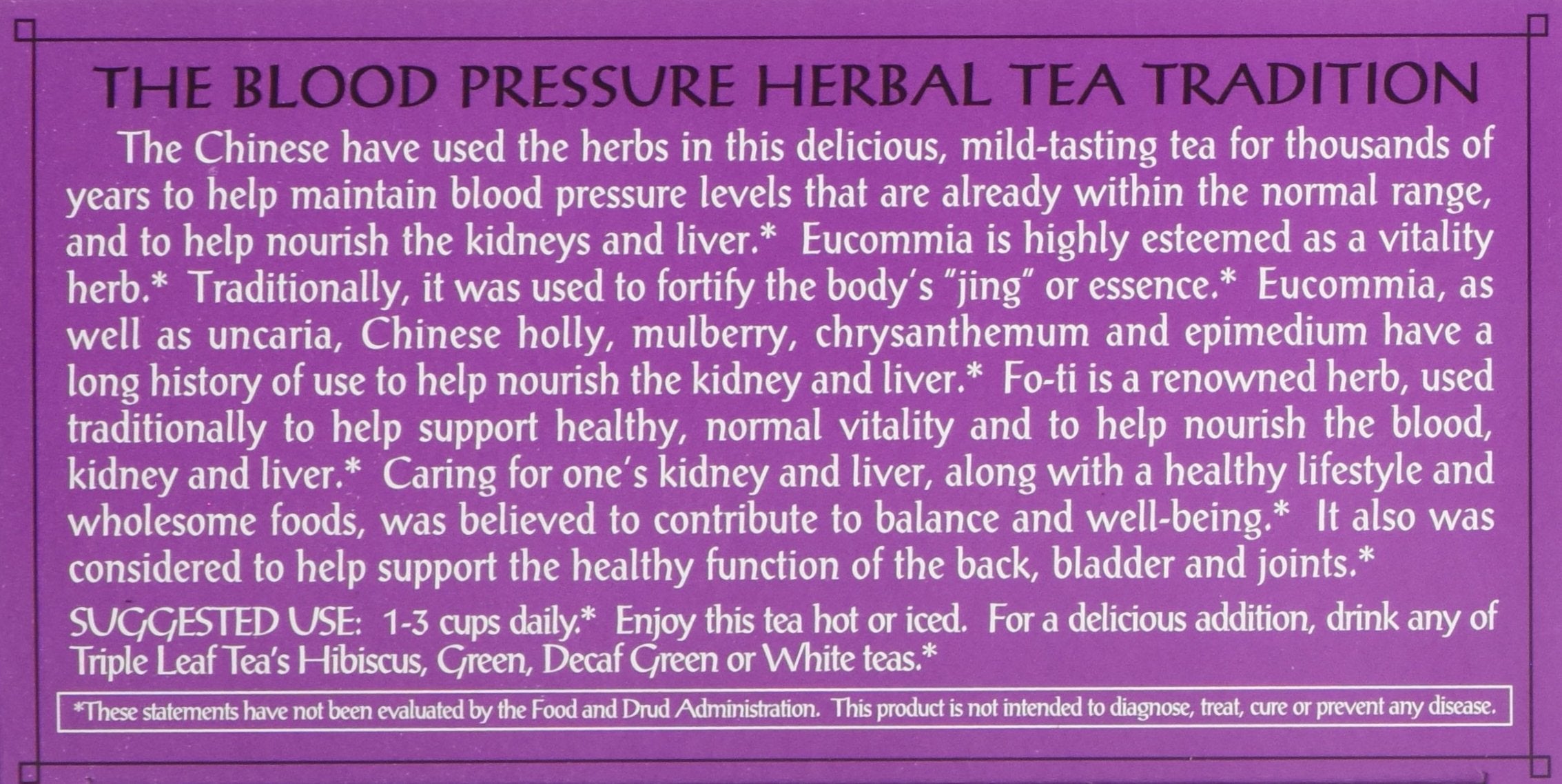Triple Leaf Blood Pressure Tea bags box on shelf, convenient packaging.