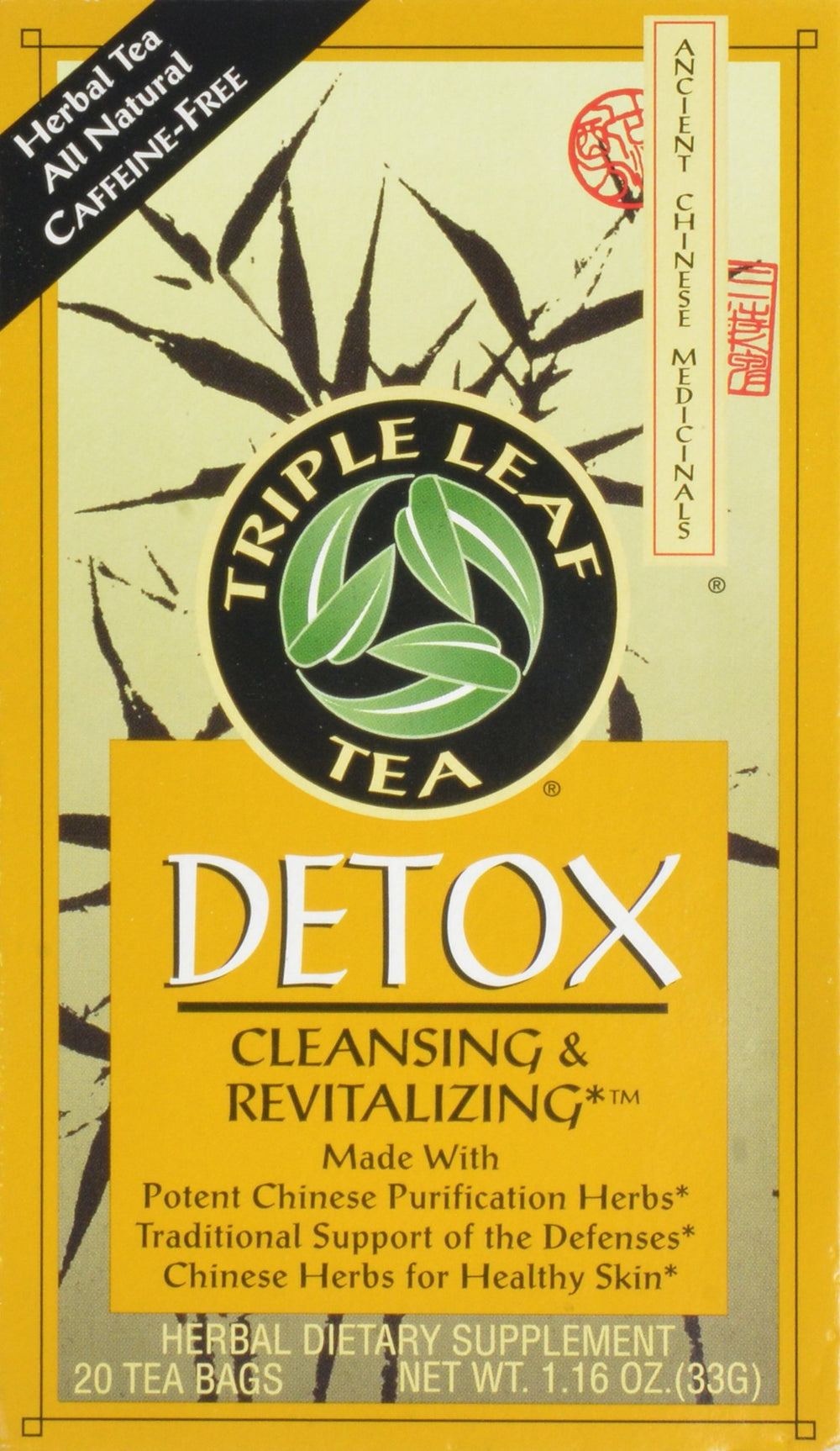 Triple Leaf Detox Tea dried herb blend close-up, showcasing purification botanicals.