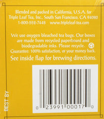 Triple Leaf Detox Tea label close-up, highlighting traditional Chinese roots.