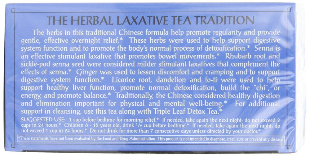 Triple Leaf Tea pack of six tea bags provides convenient, caffeine-free digestive comfort.