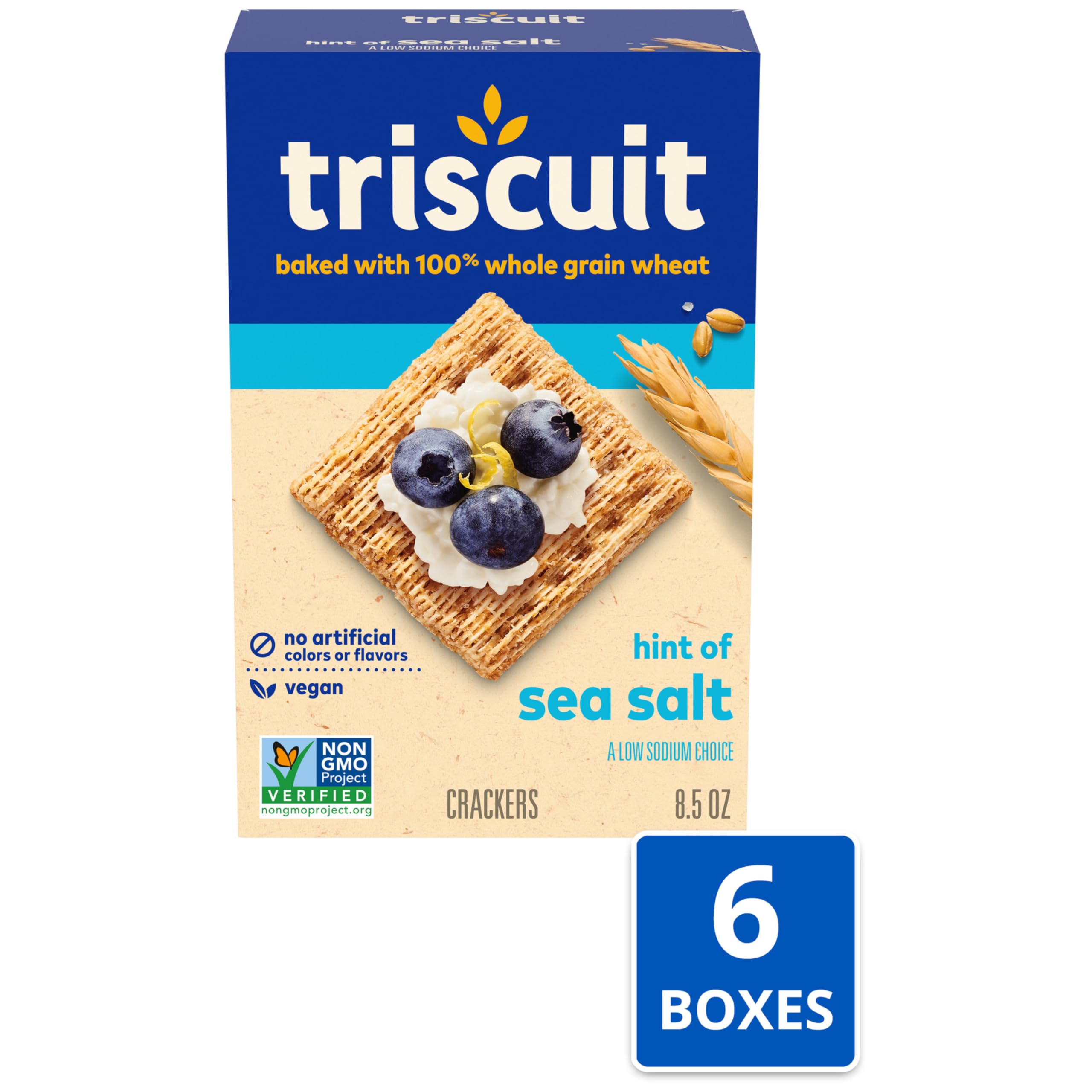 Triscuit Hint of Sea Salt on a cheese board pairs with toppings.