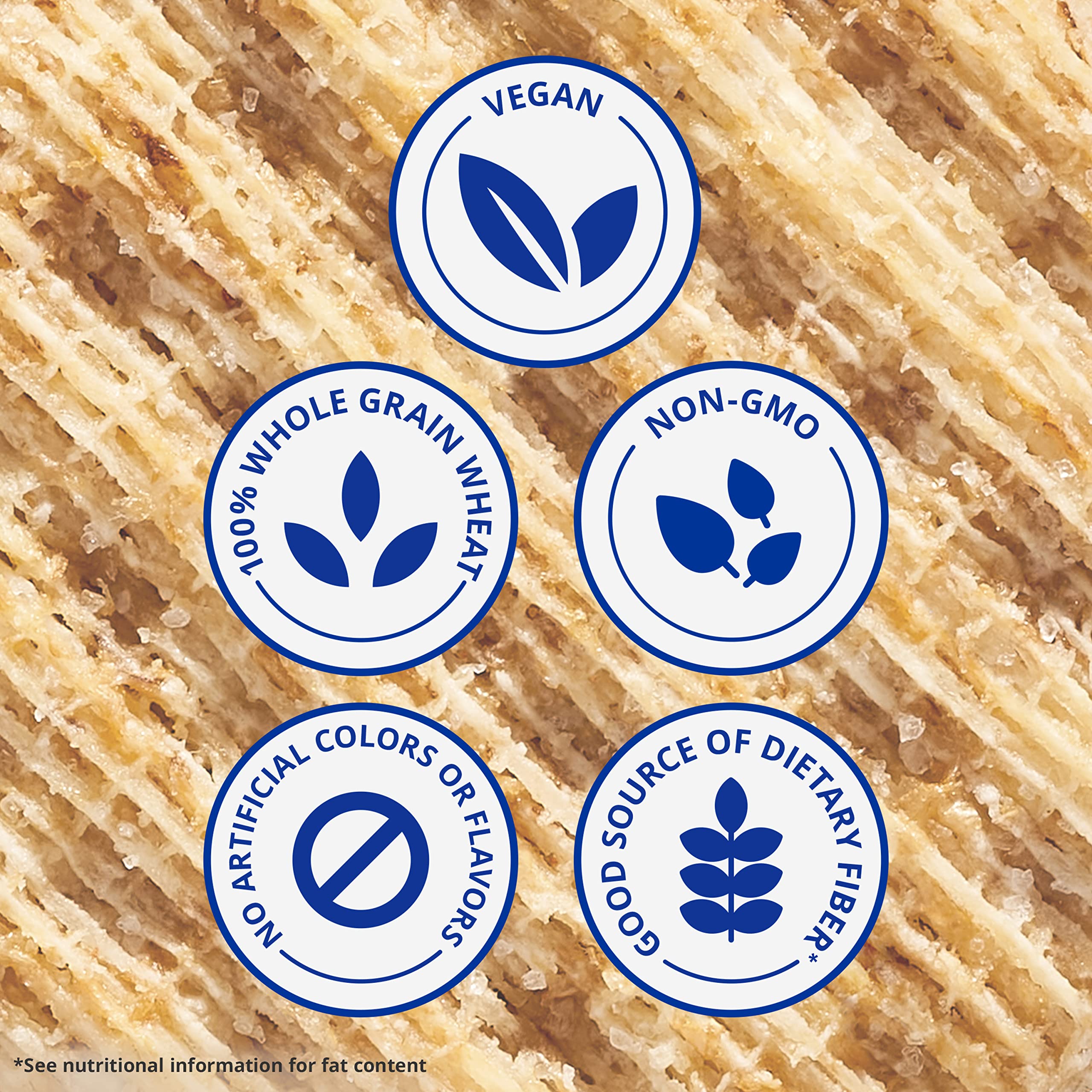 Triscuit Hint of Sea Salt crackers labeled vegan and Non-GMO.