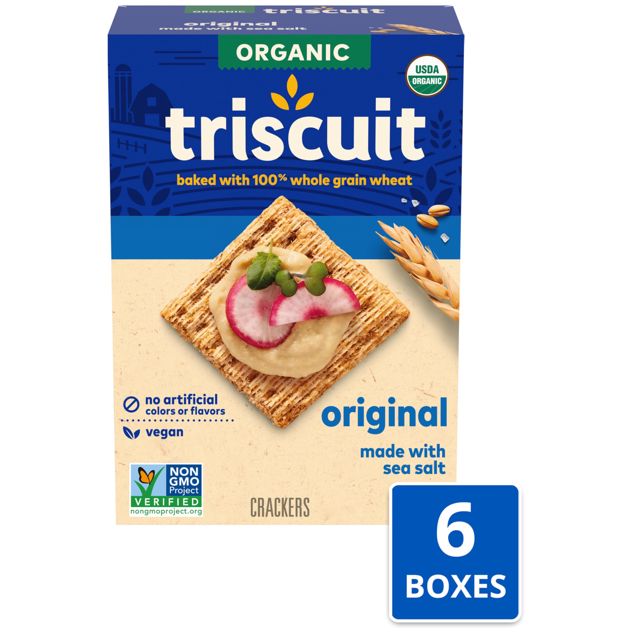 Triscuit Organic Original seals showcasing organic and non GMO verification