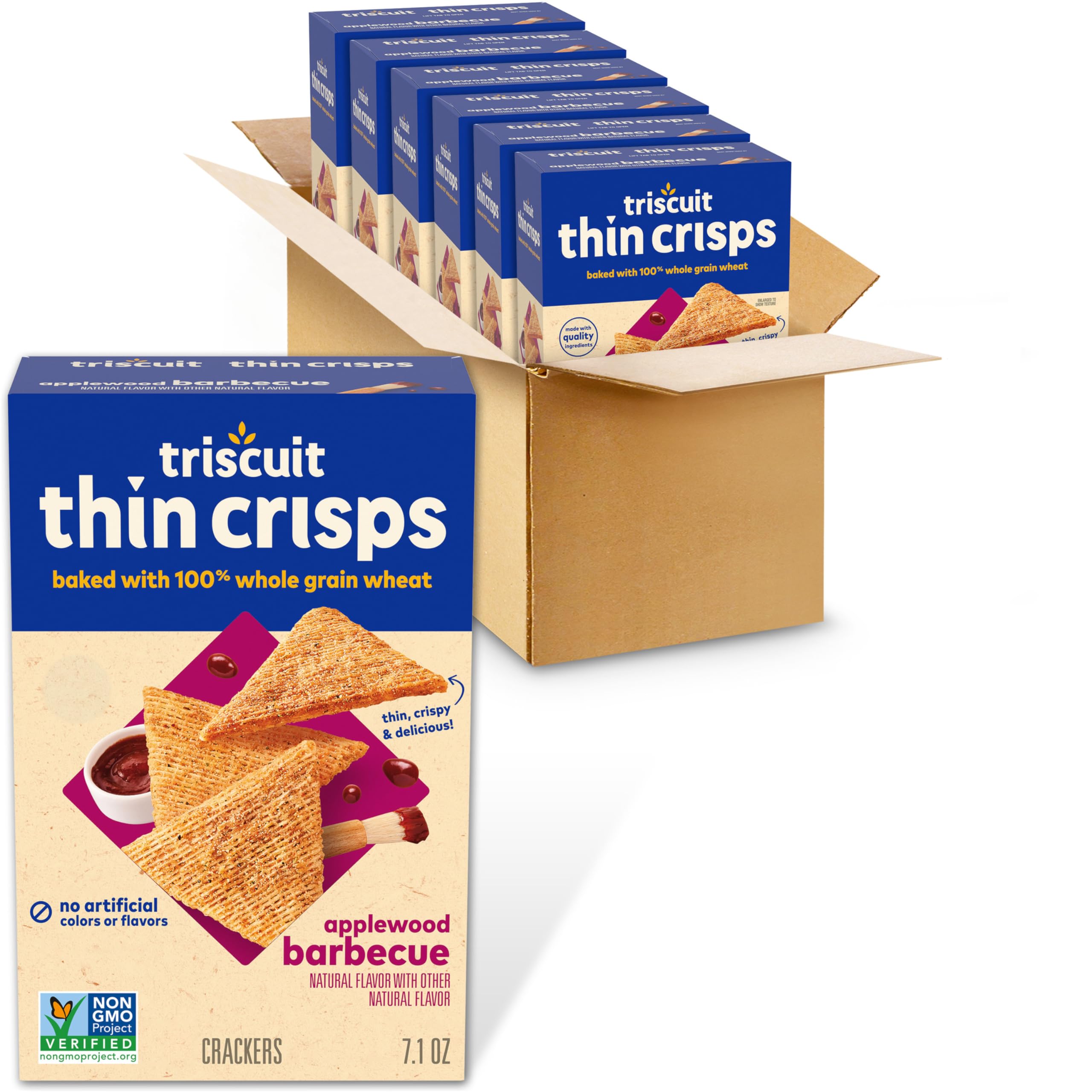 Triscuit Thin Crisps Applewood Barbecue packaging shown for bulk lunch stock