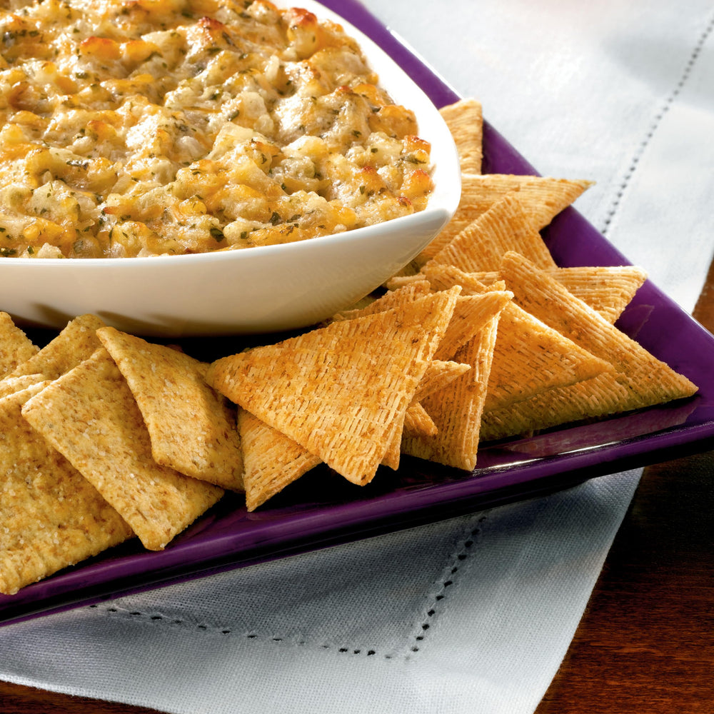 Whole grain wheat base of Triscuit Thin Crisps Applewood Barbecue