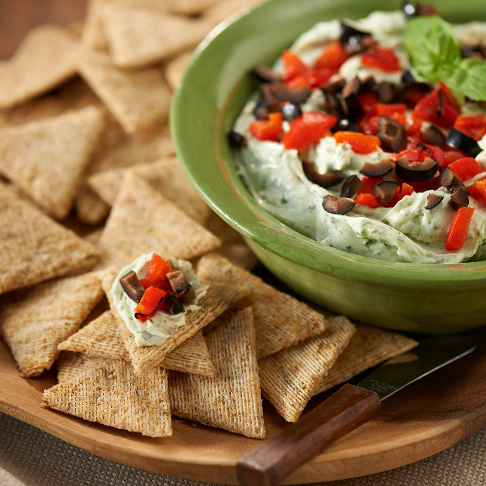 Triscuit Thin Crisps Zesty Jalapeño baked texture on tray.
