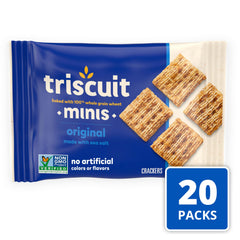 Woven texture close-up showing crunchy, satisfying bite of Triscuit Minis.