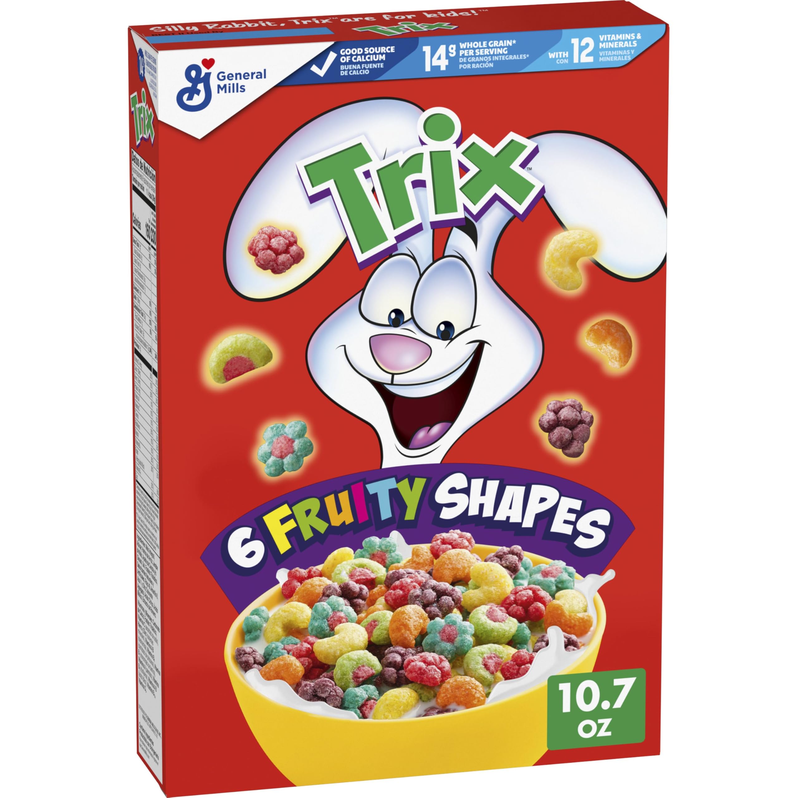 Trix six-fruity shapes cereal in a bowl, a colorful breakfast option kids love.