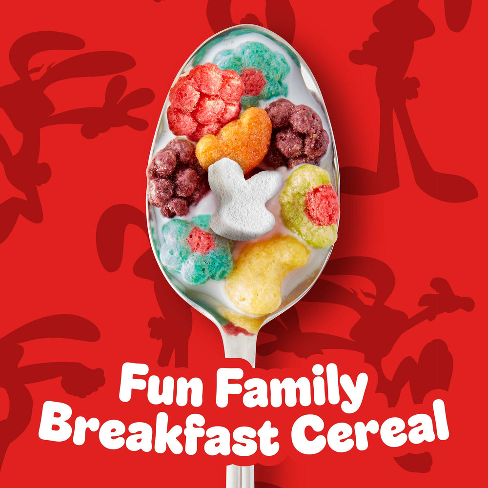 Milk being poured over Trix creates a creamy, inviting morning bowl.