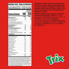 Trix being poured into a bowl showing vibrant fruity cereal