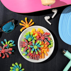 Eight tentacles on a Trolli octopus gummy; playful sour bite