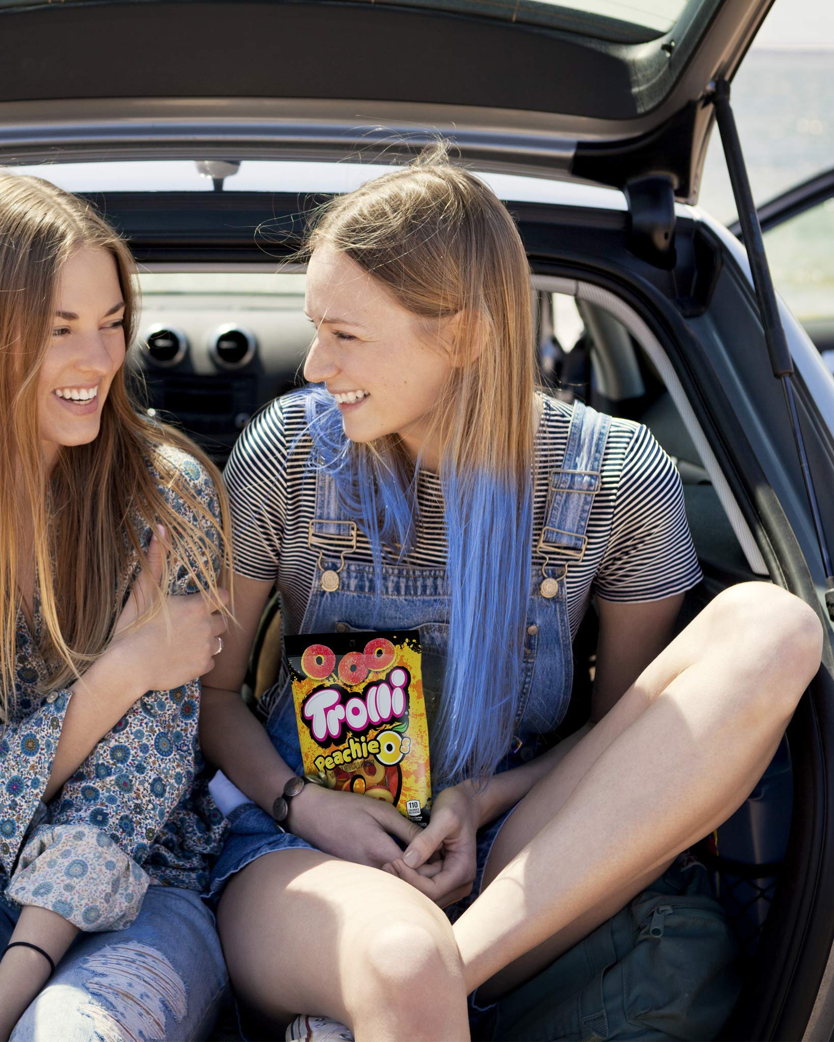 Trolli Peachie O's Rings convenient on-the-go treat for travel.