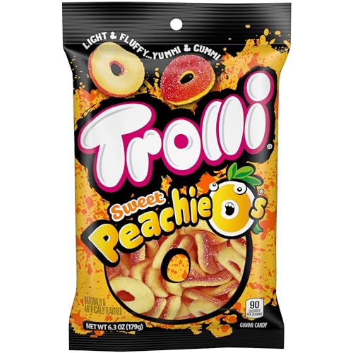 Trolli Peachie O's Rings soft chewy texture makes on-the-go snacking satisfying.