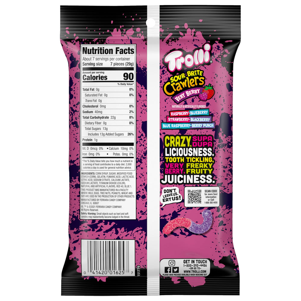 Trolli Sour Brite Crawlers bright colors brighten a candy dish.