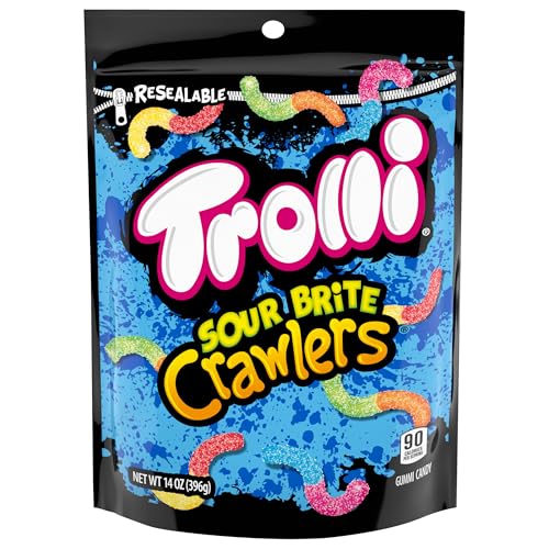 Trolli Sour Brite Crawlers cherry-lemon close-up: bold tangy bite