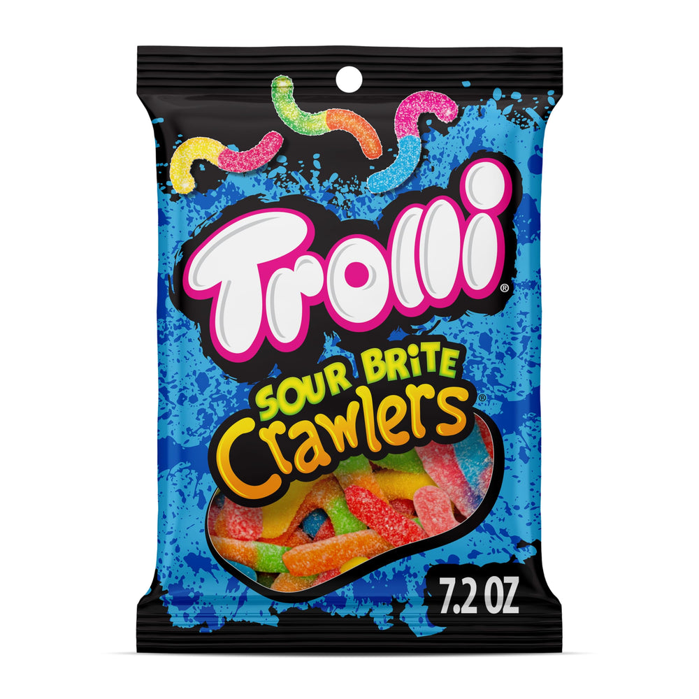 Trolli Sour Brite Crawlers cherry-lemon pouch for sharing at parties.