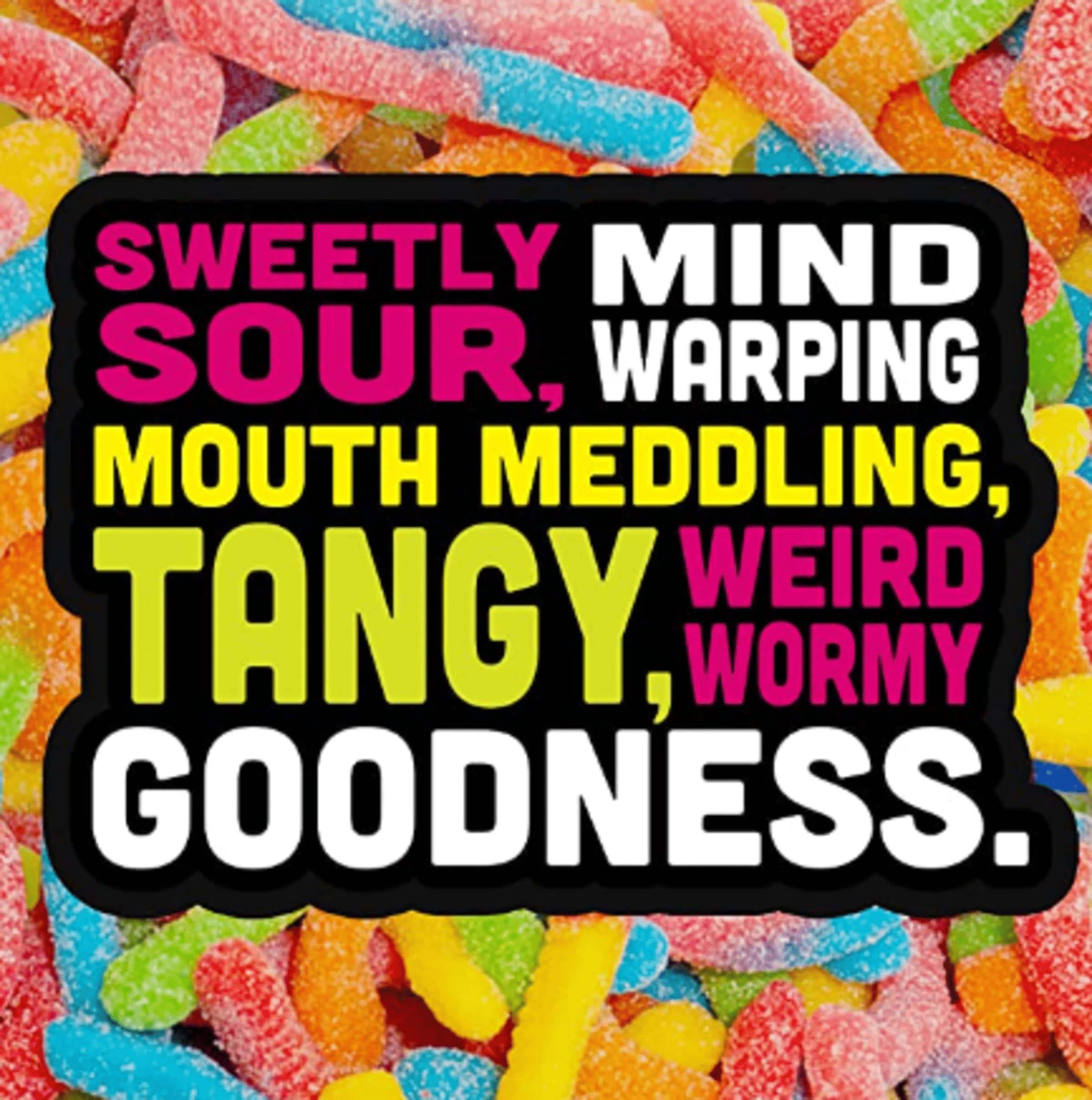 Trolli Sour Brite Crawlers Very Berry party display with gummy worms.