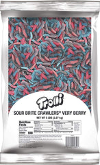 Trolli Sour Brite Crawlers Very Berry bag with colorful worms for sharing.