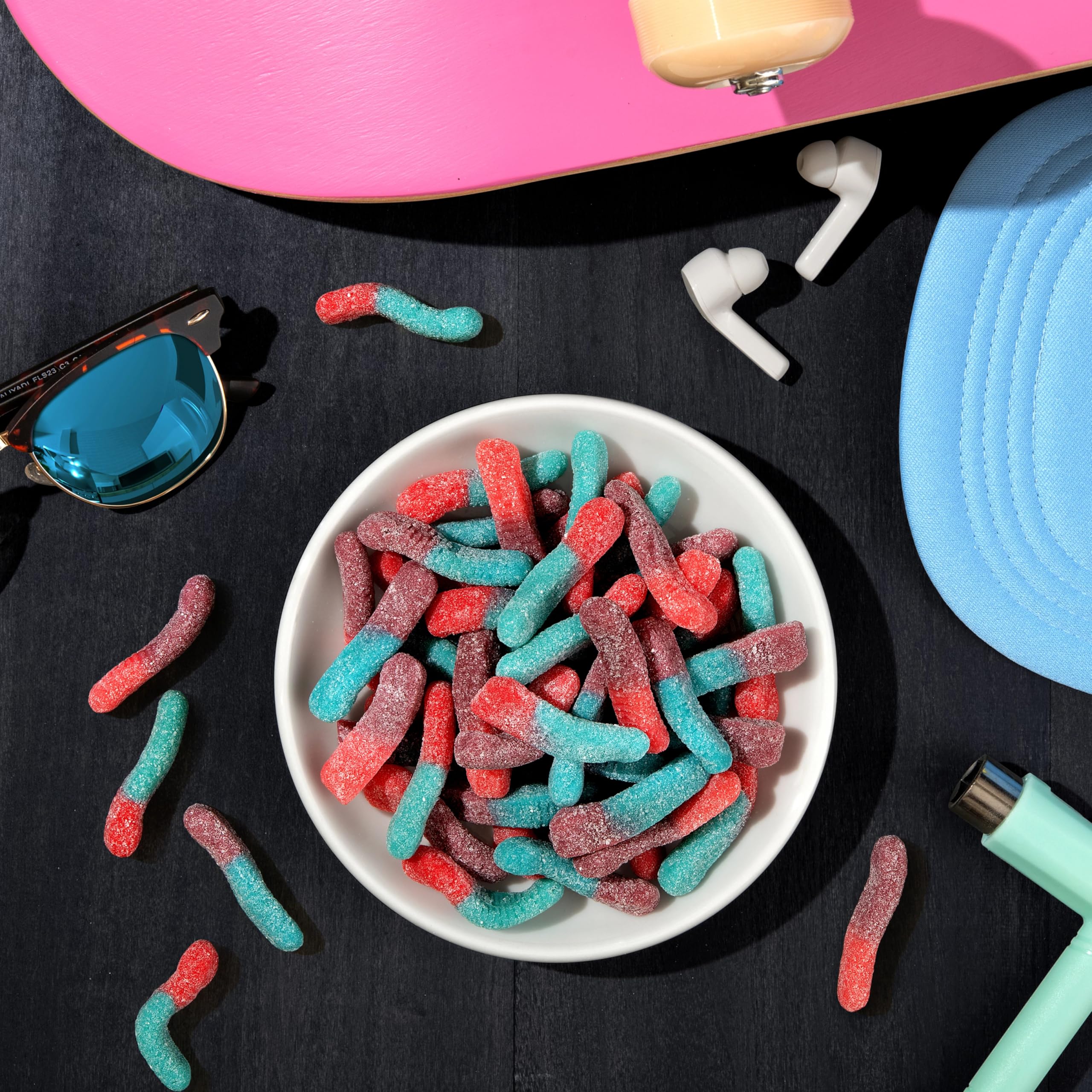 Trolli Sour Brite Crawlers Very Berry bag back with ingredients.
