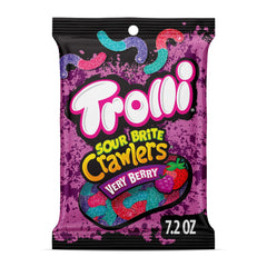 Trolli Sour Brite Crawlers Very Berry pack shows bold flavors for sharing.